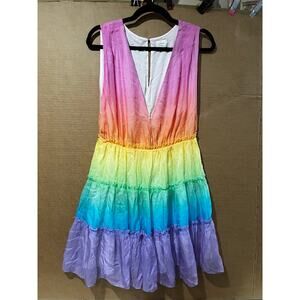Cami NYC Egle Rainbow Dress Mini Ombre Silk Size Medium